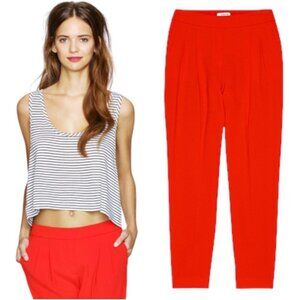Babaton Womens Cohen Pant Sz 4 Fiery Red Pull On Cropped Trouser Minimalist